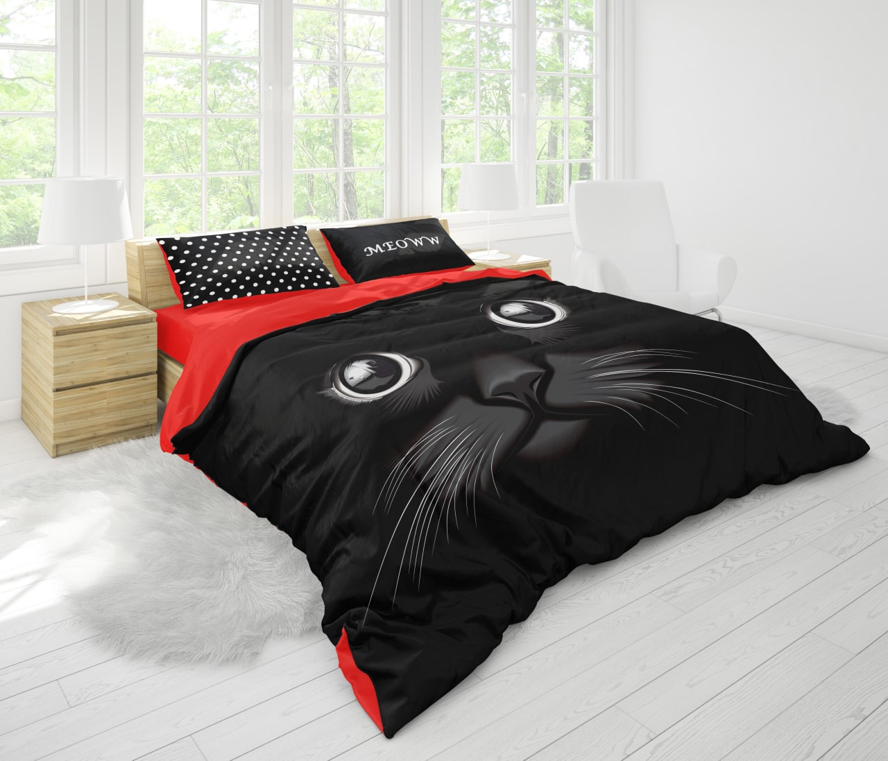ست روتختی سه بعدی گوزل یک نفره طرح گربه MEOWW