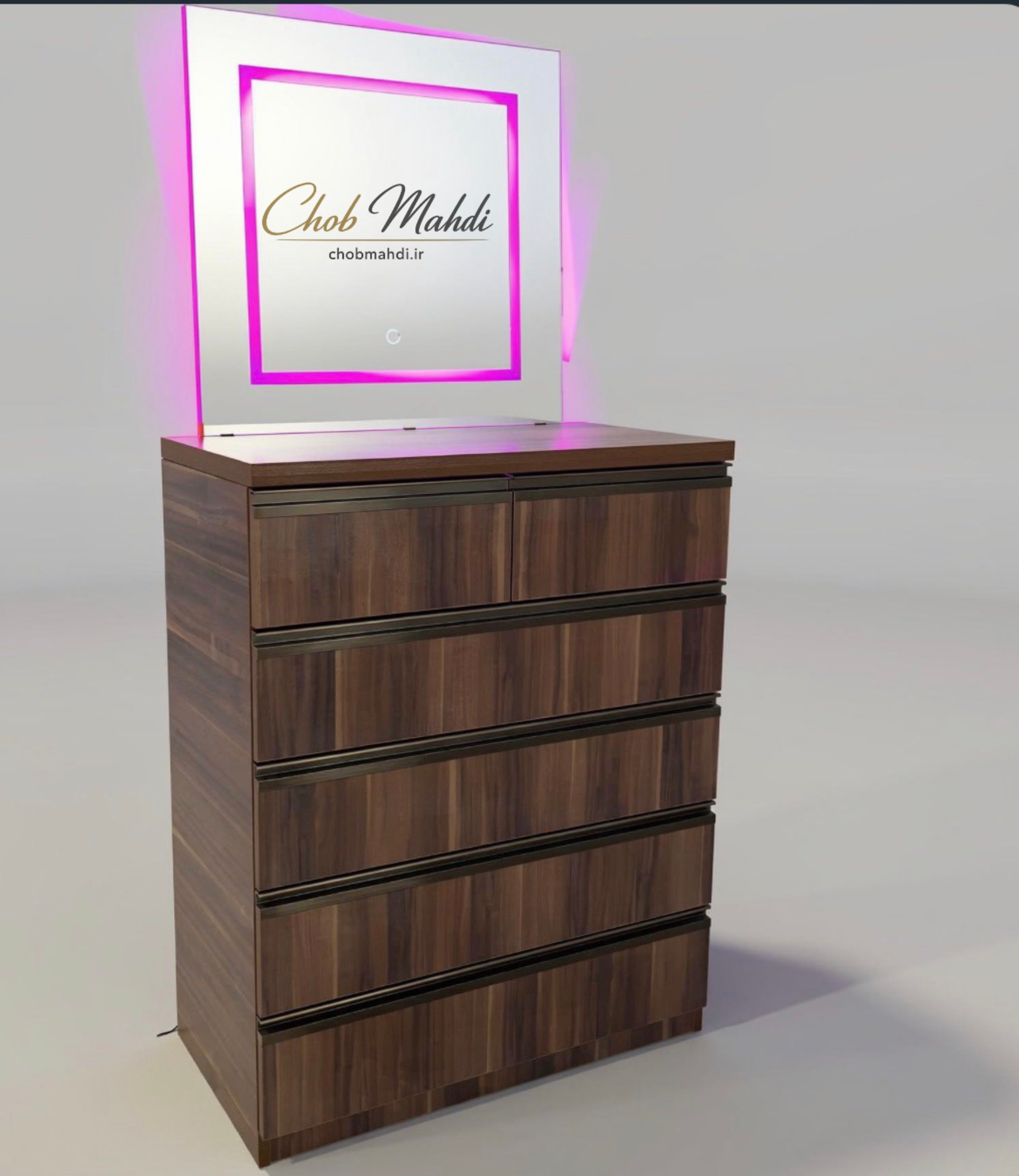 میزآرایش و دراور 6 کشو با آینه چراغدار