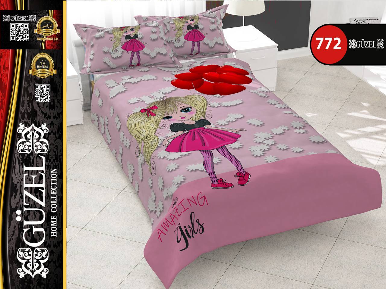 ست روتختی دخترانه سه بعدی گوزل یک نفره کد 772