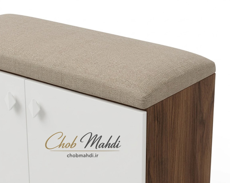 جاکفشی نشیمن دار 2 درب رنگ سفید و کلیاف ابعاد 60*80