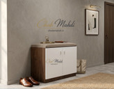 جاکفشی نشیمن دار 2 درب رنگ سفید و کلیاف ابعاد 60*80